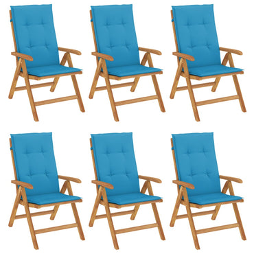 vidaXL Chaises de jardin avec coussins 6 pcs. Bois de teck massif
