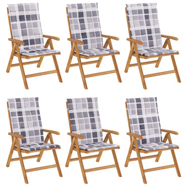 vidaXL Chaises de jardin avec coussins 6 pcs. Bois de teck massif
