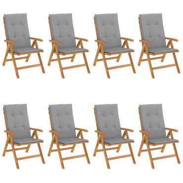 vidaXL Chaises de jardin avec coussins 8 pcs Bois de teck massif