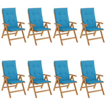 vidaXL Gartenstühle mit Auflagen 8 Stk. Massivholz Teak