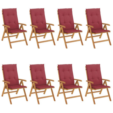 vidaXL Chaises de jardin avec coussins 8 pcs Bois de teck massif