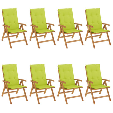 vidaXL Chaises de jardin avec coussins 8 pcs Bois de teck massif