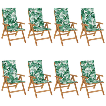 vidaXL Chaises de jardin avec coussins 8 pcs Bois de teck massif