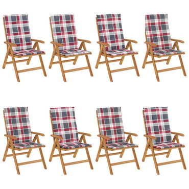 vidaXL Chaises de jardin avec coussins 8 pcs Bois de teck massif