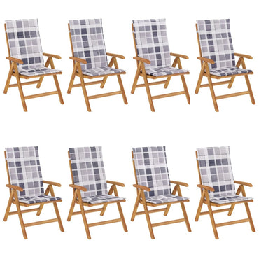 vidaXL Chaises de jardin avec coussins 8 pcs Bois de teck massif