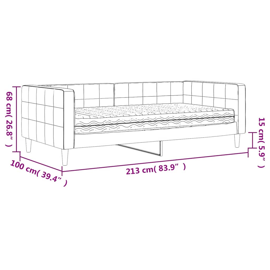 vidaXL Lit de repos avec matelas gris foncé 90x190 cm velours