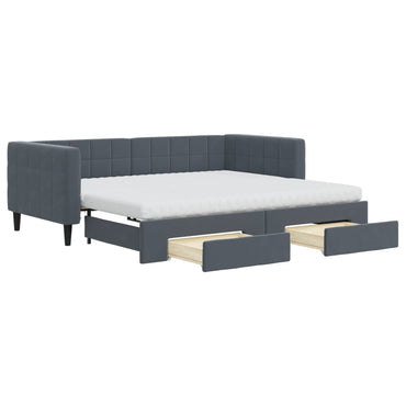 vidaXL Tagesbett Ausziehbar mit Schubladen Dunkelgrau 90x190 cm Samt