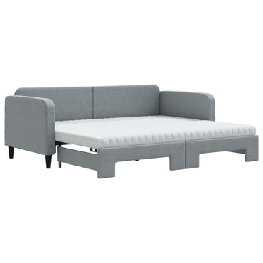 vidaXL Tagesbett Ausziehbar mit Matratze Hellgrau 90x190 cm Stoff