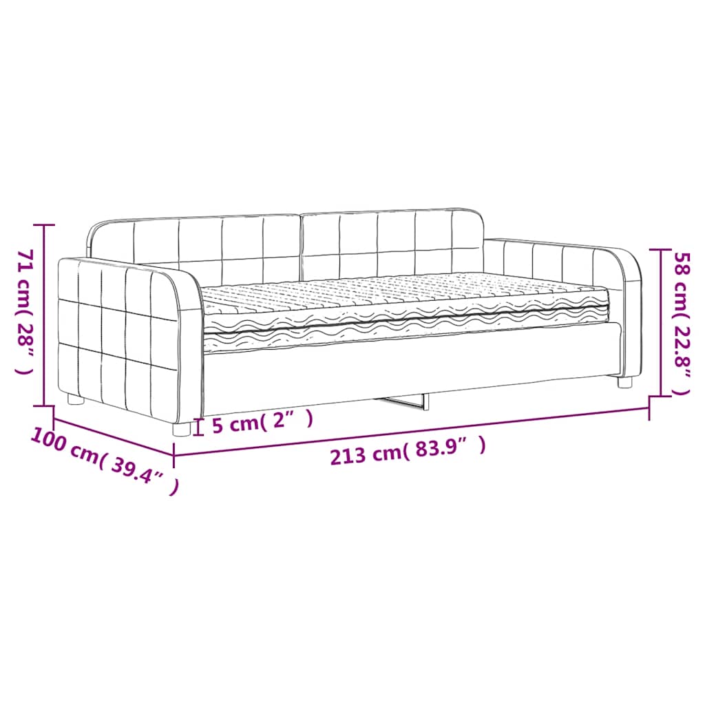 vidaXL Tagesbett mit Matratze Dunkelgrau 90x190 cm Samt