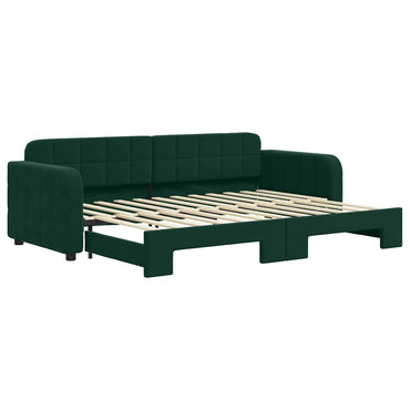 vidaXL Tagesbett Ausziehbar Dunkelgrün 80x200 cm Samt