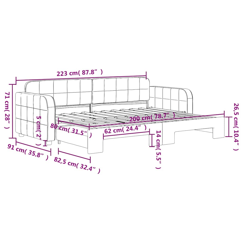 vidaXL Tagesbett Ausziehbar Dunkelgrün 80x200 cm Samt