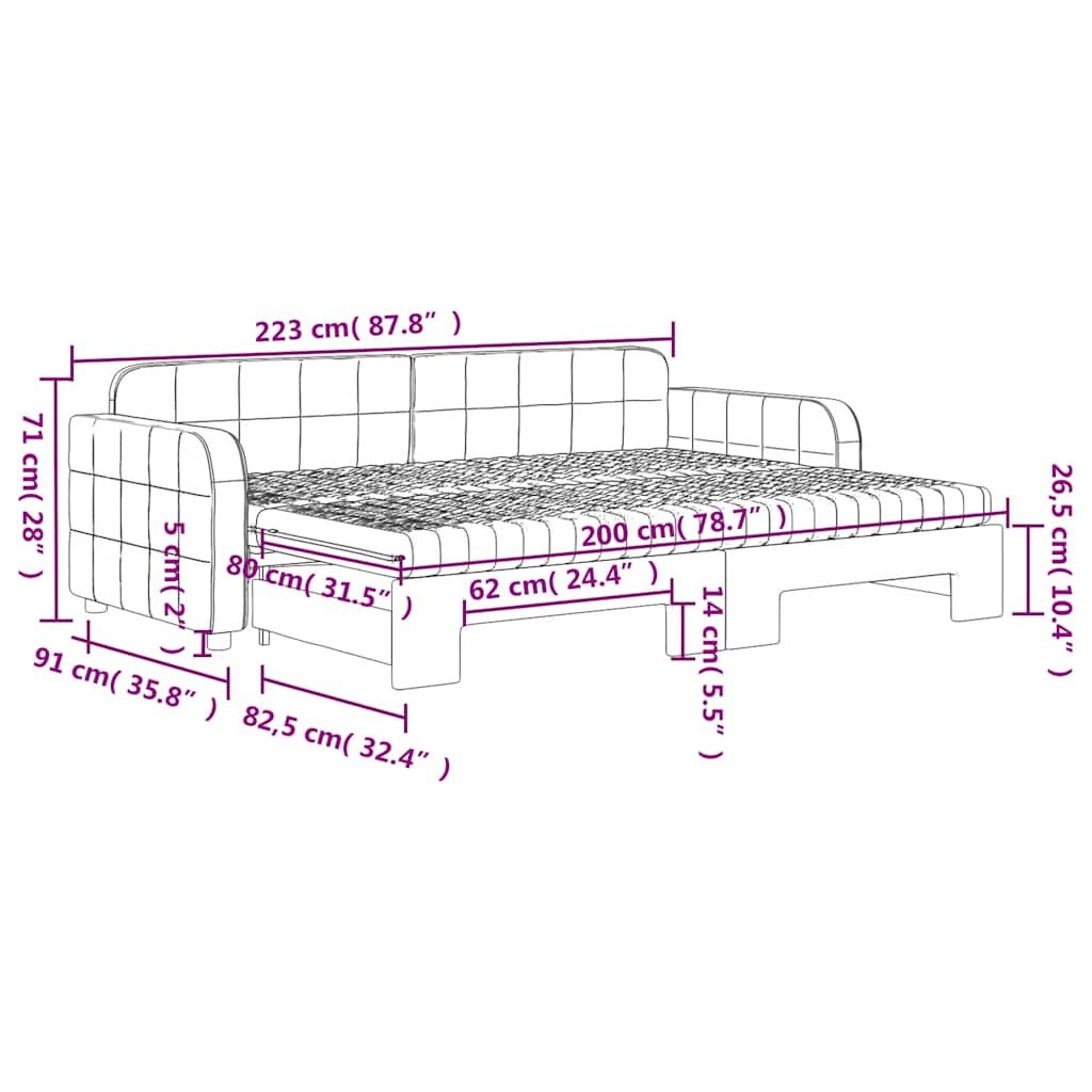 vidaXL Tagesbett Ausziehbar mit Matratzen Dunkelgrün 80x200 cm Samt