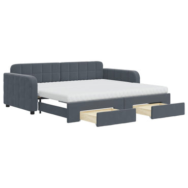 vidaXL Tagesbett Ausziehbar mit Schubladen Dunkelgrau 90x190 cm Samt