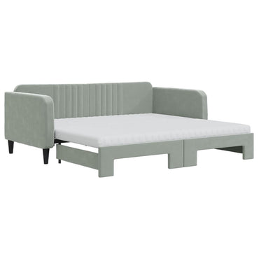 vidaXL Lit de jour gigogne avec matelas Velours Gris clair 90x190 cm