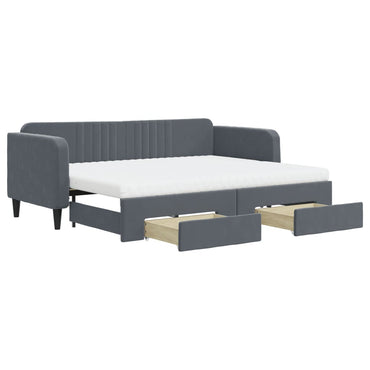 vidaXL Tagesbett Ausziehbar mit Schubladen Dunkelgrau 80x200 cm Samt
