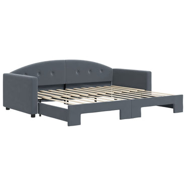 vidaXL Tagesbett Ausziehbar Dunkelgrau 90x200 cm Samt