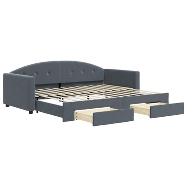 vidaXL Tagesbett Ausziehbar mit Schubladen Dunkelgrau 90x200 cm Samt