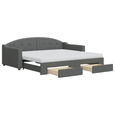 vidaXL Lit banquette extensible avec tiroirs gris foncé 90x190 cm tissu