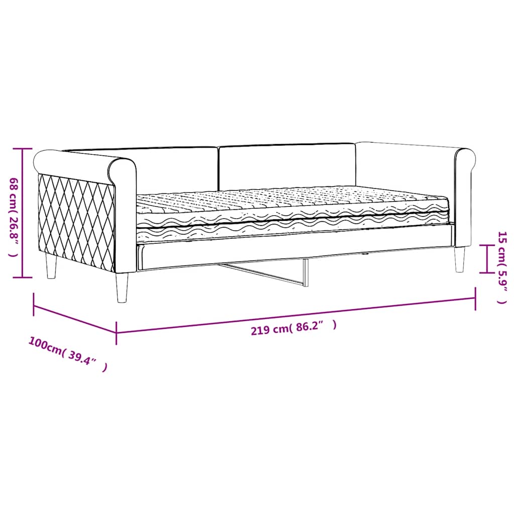 vidaXL Tagesbett mit Matratze Dunkelgrau 90x190 cm Samt