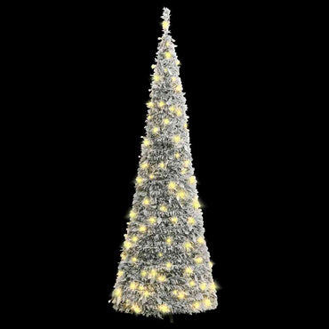 vidaXL Pop-Up-Weihnachtsbaum Künstlich Beschneit 200 LEDs 210 cm