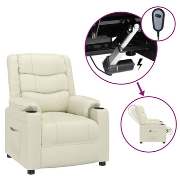 vidaXL Fauteuil relax électrique crème similicuir