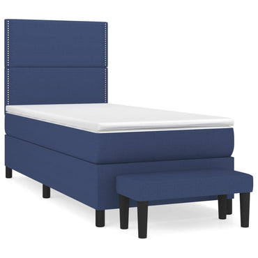 vidaXL Boxspringbett mit Matratze Blau 80x200 cm Stoff