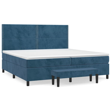 vidaXL Lit tapissier avec matelas bleu foncé 200x200 cm velours