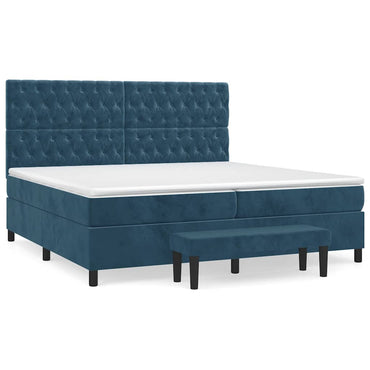 vidaXL Lit tapissier avec matelas bleu foncé 200x200 cm velours
