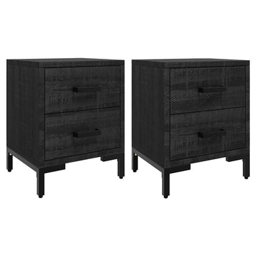 vidaXL Nachttische 2 Stk. Schwarz 36x30x45 cm Massivholz Kiefer