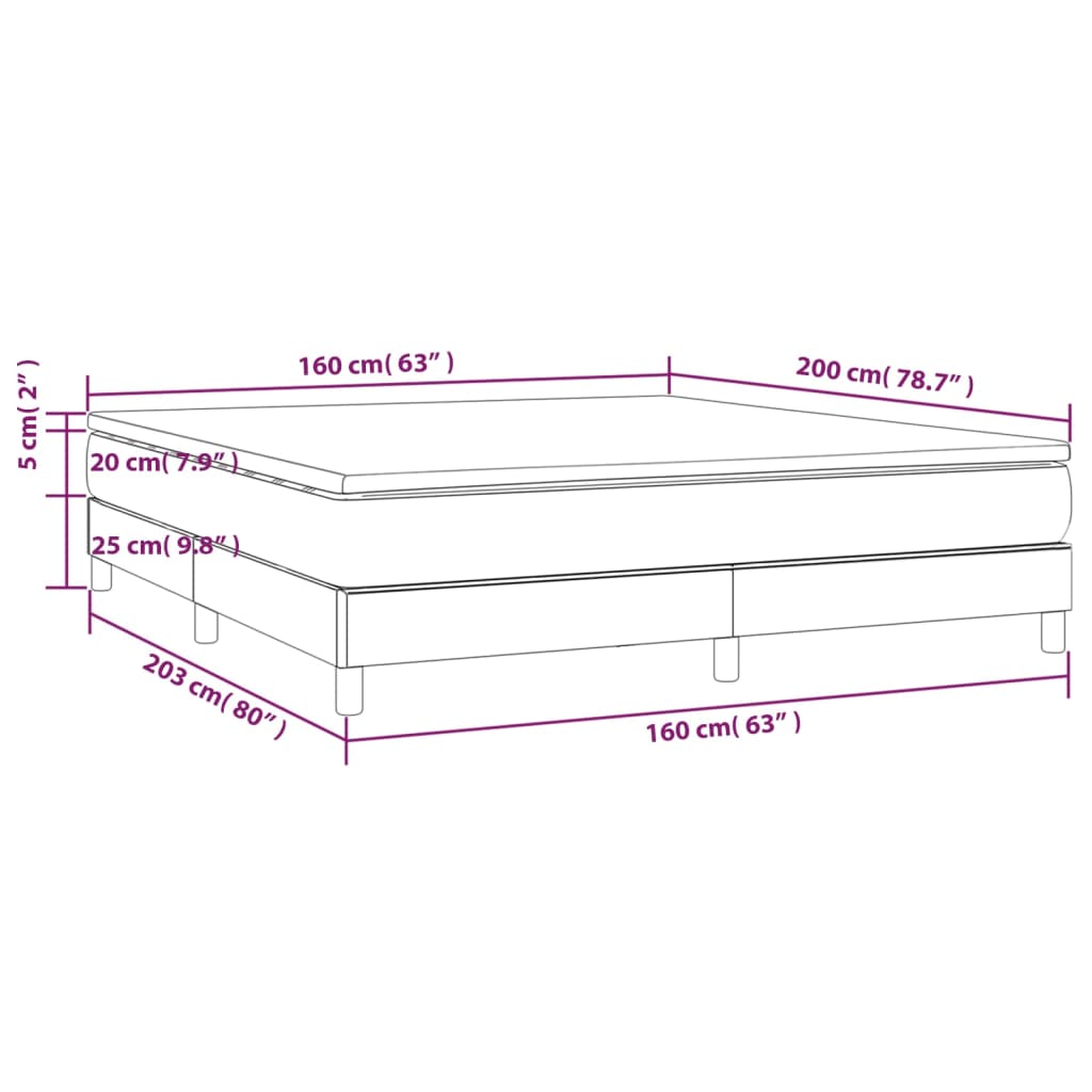 vidaXL Boxspringbett mit Matratze Creme 160x200 cm Kunstleder