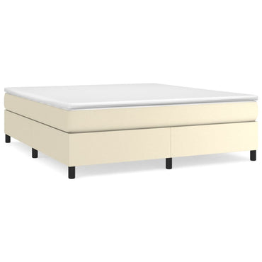 vidaXL Boxspringbett mit Matratze Creme 160x200 cm Kunstleder