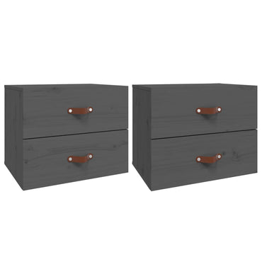 vidaXL Wand-Nachttische 2 Stk. Grau 50x36x40 cm