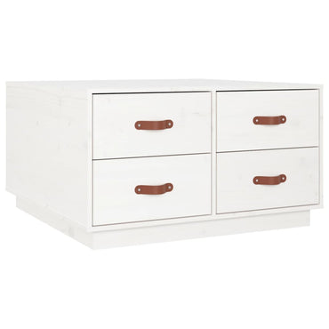 vidaXL Couchtisch Weiß 80x80x45 cm Massivholz Kiefer