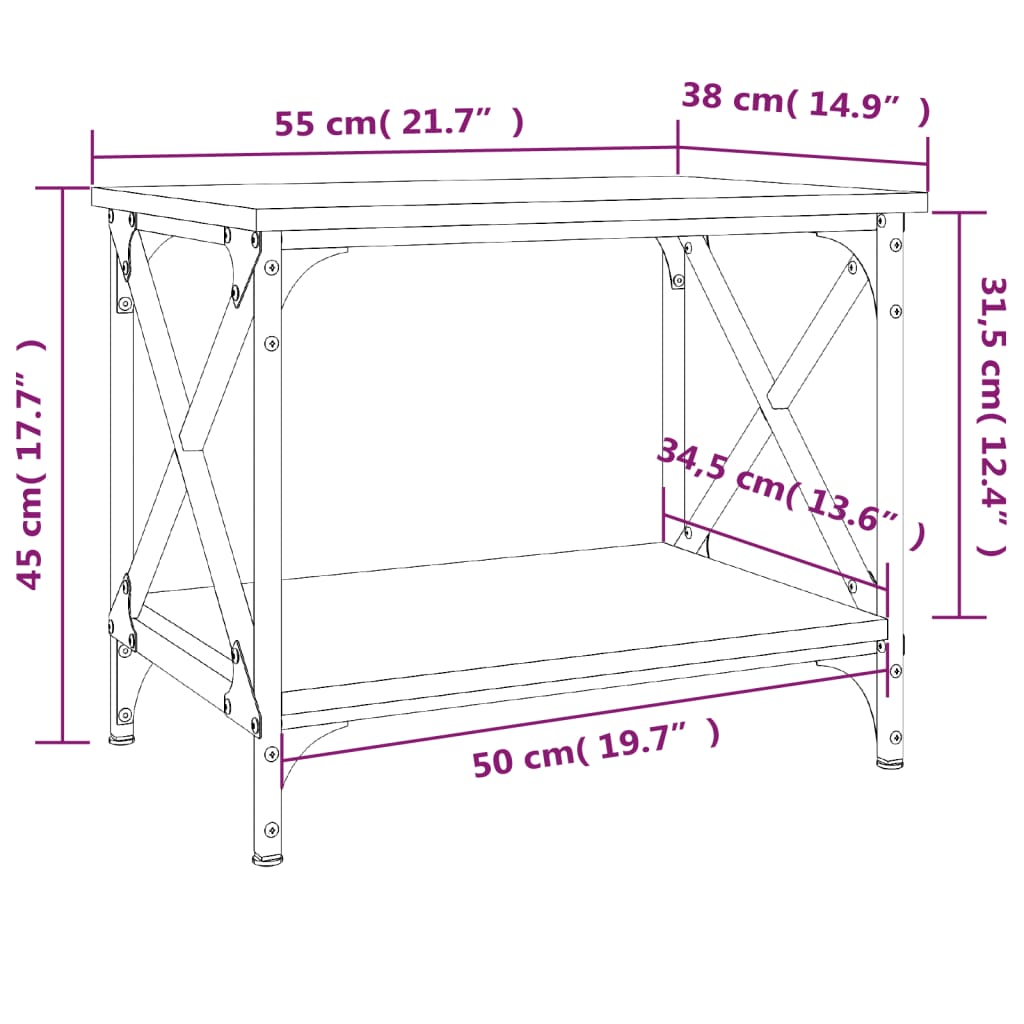 vidaXL Beistelltisch Sonoma-Eiche 55x38x45 cm Holzwerkstoff