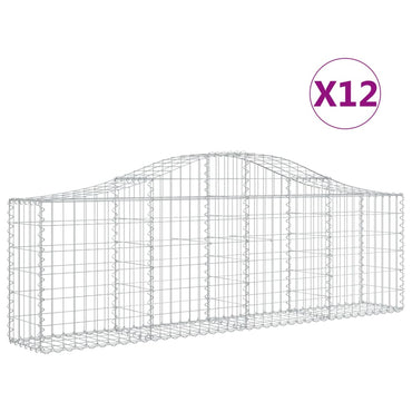 vidaXL Gabionen mit Hochbogen 12 Stk. 200x30x60/80 cm Verzinktes Eisen
