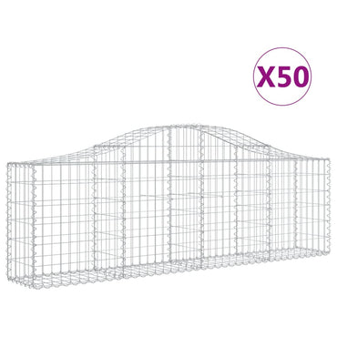 vidaXL Gabionen mit Hochbogen 50 Stk. 200x30x60/80 cm Verzinktes Eisen