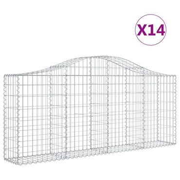 vidaXL Gabionen mit Hochbogen 14 Stk. 200x30x80/100cm Verzinktes Eisen