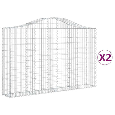 vidaXL Gabionen mit Hochbogen 2 Stk. 200x30x120/140cm Verzinktes Eisen