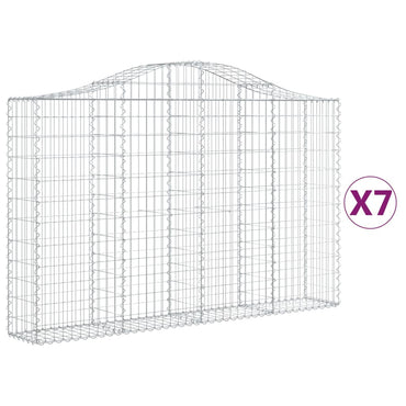 vidaXL Gabionen mit Hochbogen 7 Stk. 200x30x120/140cm Verzinktes Eisen