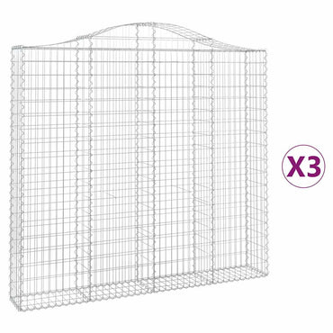vidaXL Gabionen mit Hochbogen 3 Stk. 200x30x180/200cm Verzinktes Eisen