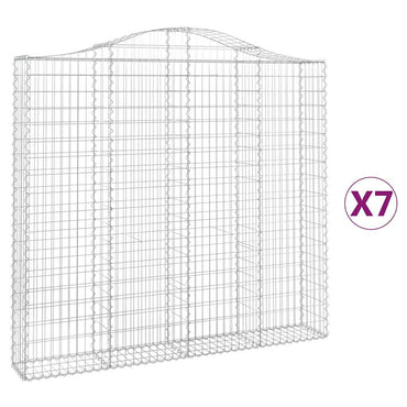 vidaXL Gabionen mit Hochbogen 7 Stk. 200x30x180/200cm Verzinktes Eisen