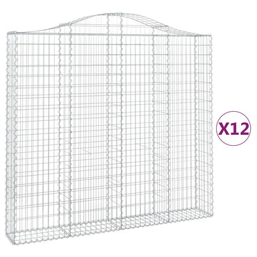 vidaXL Gabionen mit Hochbogen 12Stk. 200x30x180/200cm Verzinktes Eisen