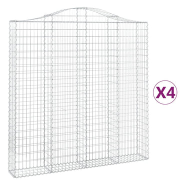 vidaXL Gabionen mit Hochbogen 4 Stk. 200x30x200/220cm Verzinktes Eisen
