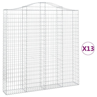 vidaXL Gabionen mit Hochbogen 13 Stk 200x30x200/220cm Verzinktes Eisen