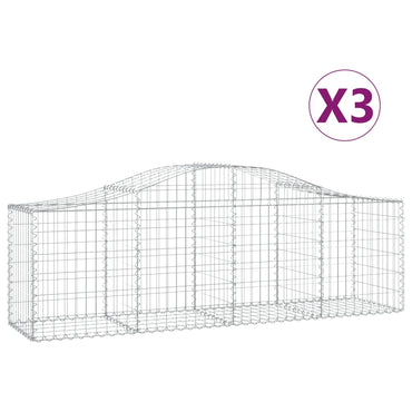 vidaXL Gabions avec arc surélevé 3 pcs 200x50x60/80 cm Fer galvanisé