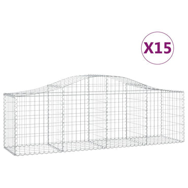vidaXL Gabions avec arche 15 pcs 200x50x60/80 cm Fer galvanisé