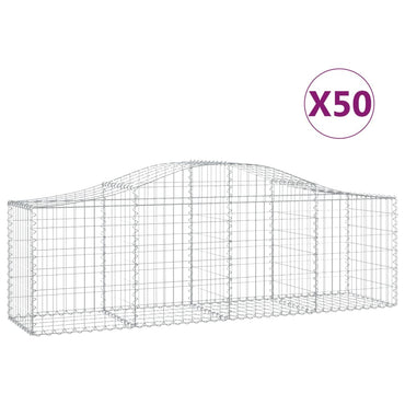 vidaXL Gabions avec arc surélevé 50 pces 200x50x60/80 cm Fer galvanisé