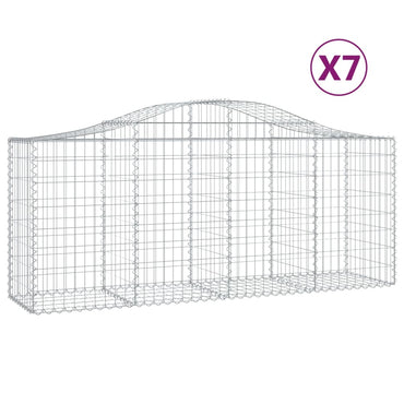 vidaXL Gabions à arc surélevé 7 pcs 200x50x80/100 cm Fer galvanisé