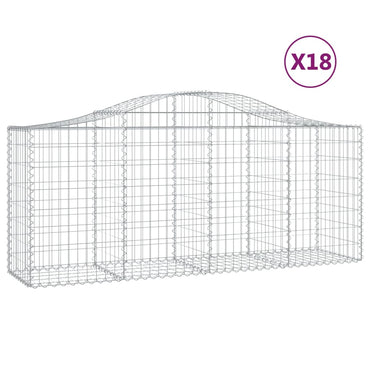vidaXL Gabionen mit Hochbogen 18 Stk. 200x50x80/100cm Verzinktes Eisen