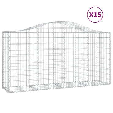 vidaXL Gabionen mit Hochbogen 15 Stk 200x50x100/120cm Verzinktes Eisen